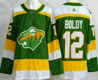 Men%27s Minnesota Wild #12 Matthew Boldy Green Alternate Authentic Jersey